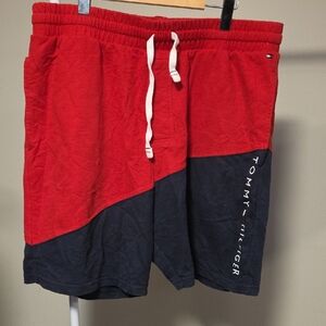 Tommy Hilfiger Red and Navy Colorblock Athletic Shorts Size XL